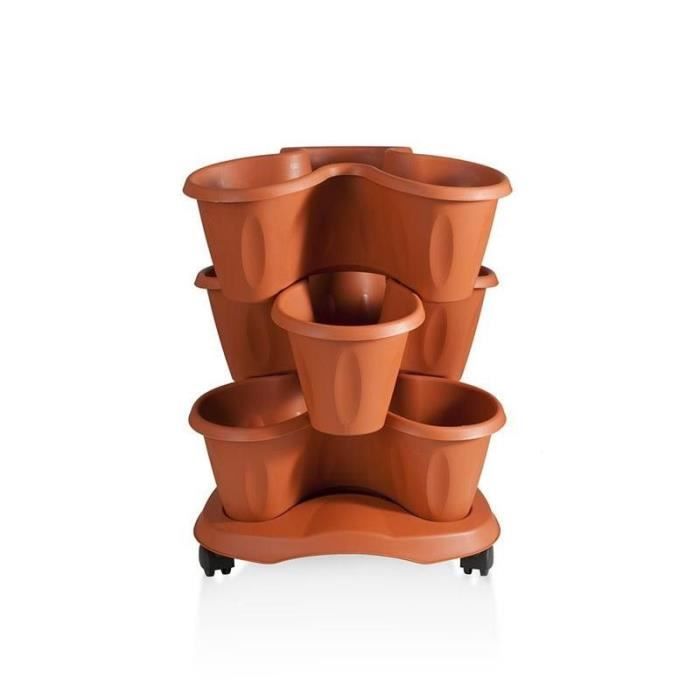 Jardinières et pots de fleurs - Set de 3 pots - TRIFOGLIO - D 40 cm - Terracotta Marron