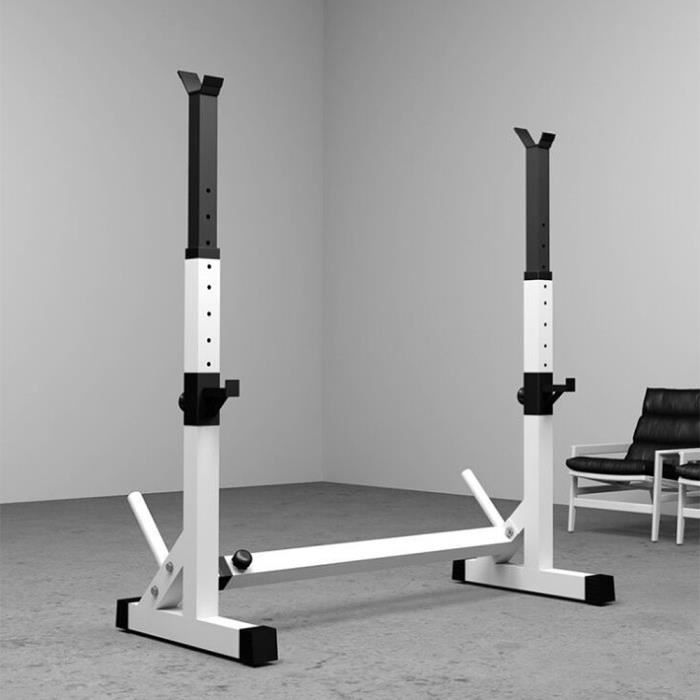 Squat Holds Rack à squat avec Barres de Support Charge Max.200 KG en Acier Noir et Blanc pour Gymnase et Domicile