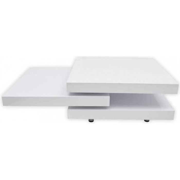 Tables basses Table basse blanc laque carree pivotante 3 plateaux