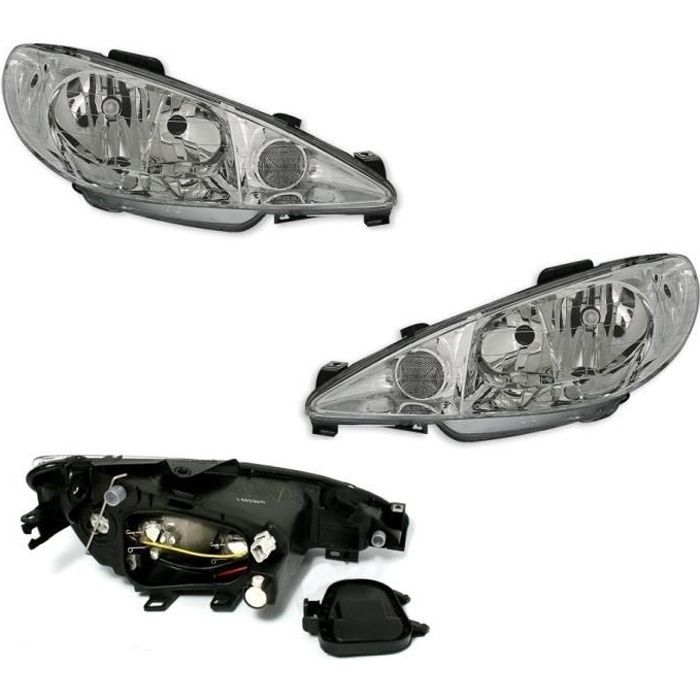 2 PHARE AVANT PEUGEOT 206 CRYSTAL H7 H7