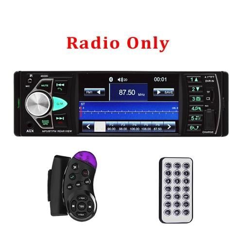 Podofo 4.1 pouce 1 Din Radio voiture Auto Audio stéréo autoradio Bluetooth Support vue arrière caméra USB volant - Type Radio Only