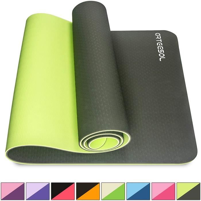 Tapis de yoga antidérapant sans substances nocives TPE Pilates Fitness 183 cm x 61 cm x 6 mm
