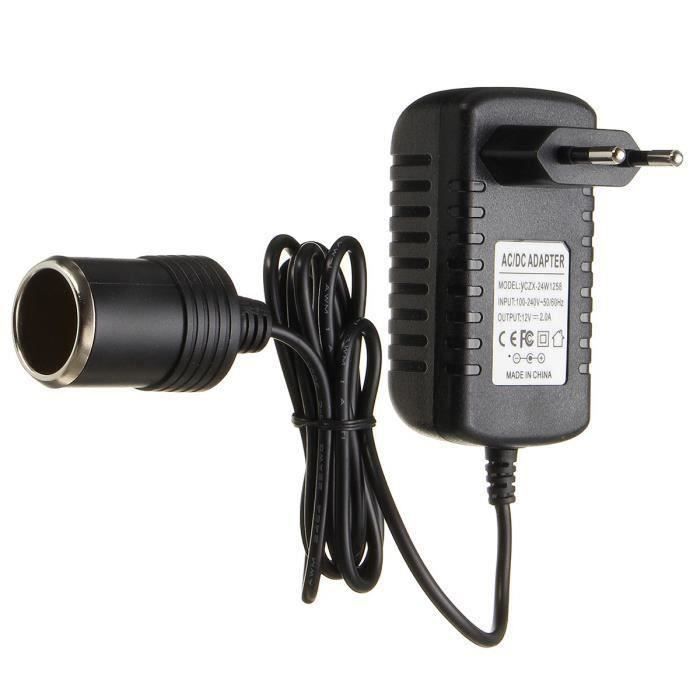 2A Chargeur Allume-Cigare 240V à DC 12V Alimentation Adaptateur Secteur Pr Auto Voiture noir PRISE EU