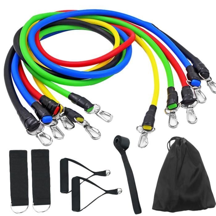 Bandes de Résistance Kit de Bandes d'Étirement Bande Elastique Musculation pour Gyme à Domicile Physiothérapie - 11pcs