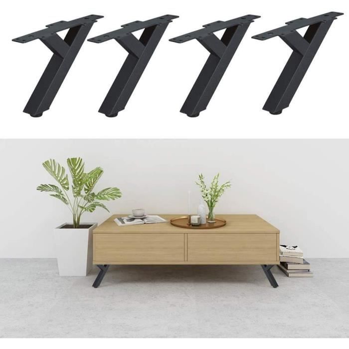 Lot de 4 pieds de meubles en fer Pieds de canapé Pieds de table en métal Pour table basse Pieds coniques obliques