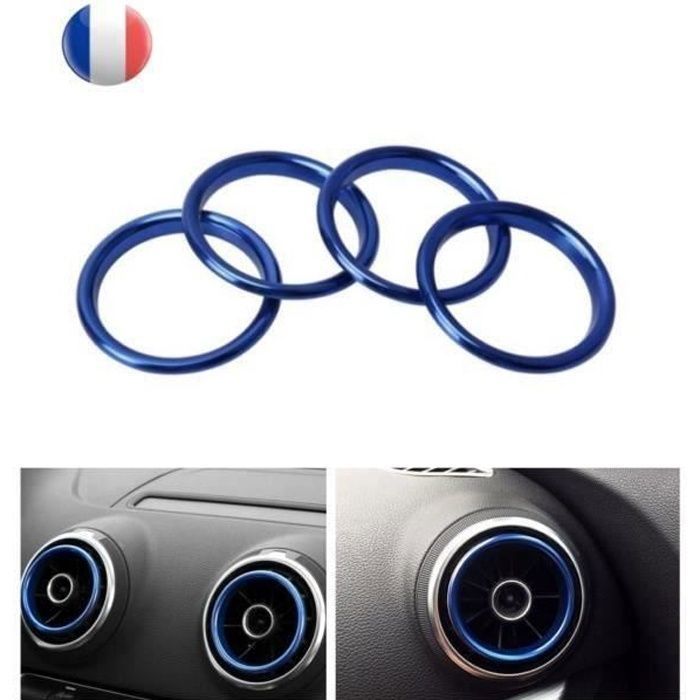 Cercle anneau POUR AUDI A3 bleu bague buse grille de ventilation aération sport LOT DE 4 ANNEAUX cerclage des grilles d'aération
