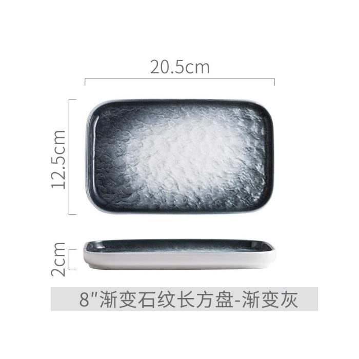 Plats et assiettes,Assiette nordique rectangulaire en céramique pour Sushi,assiette longue pour Dessert - Type Rectangular gray S