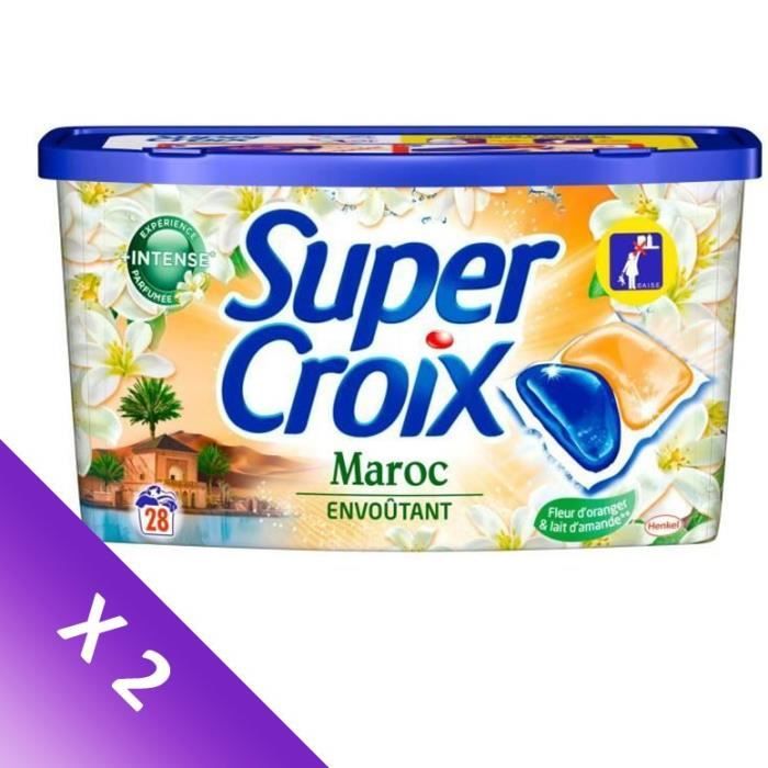 SUPER CROIX Lessive Duo-Caps Maroc - 28 doses - Lot de 2