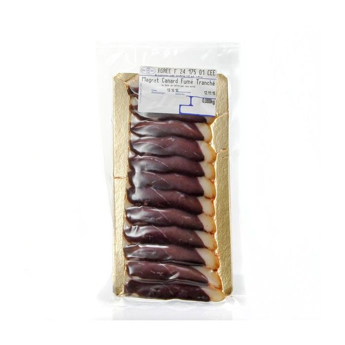 Plaque de magret de canard fume tranche 80g