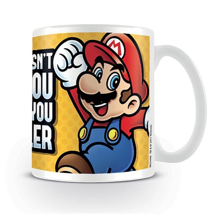 Tasse Nintendo Super Mario Bro What Doesn't Kill You Makes Yo blanc, imprimé, en céramique, capacité environ 320 ml.