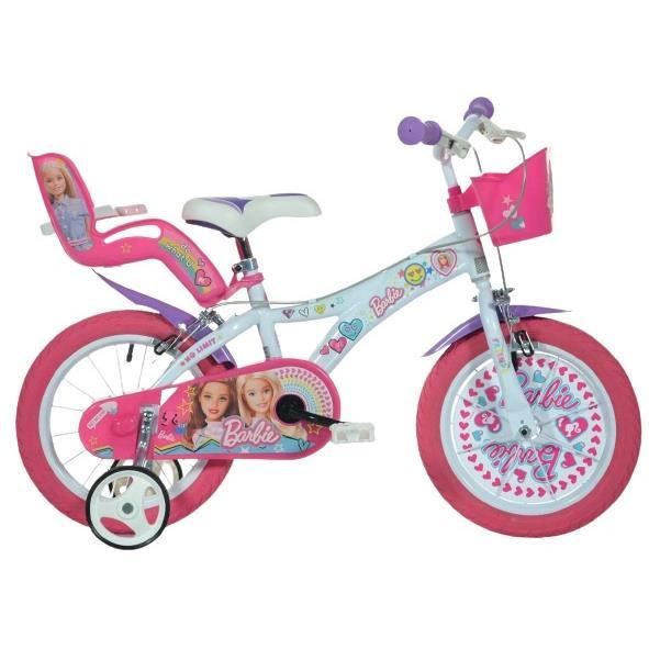 Dino Vélo fille Barbie 14 pouces 24 cm Fille Frein à serrer Rose/Blanc