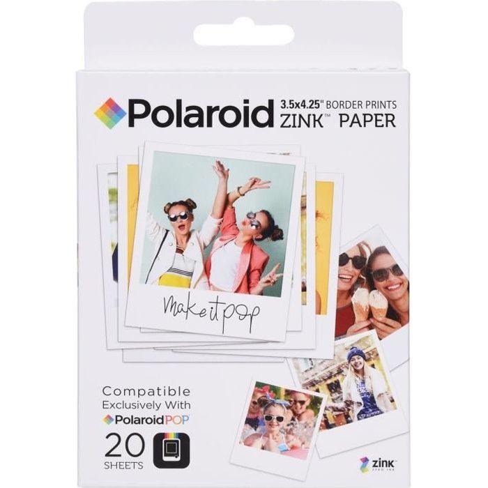 POLAROID POLZL3X420 Papier photo 3-x4- pour appareil photo Polaroid POP 20 tirages