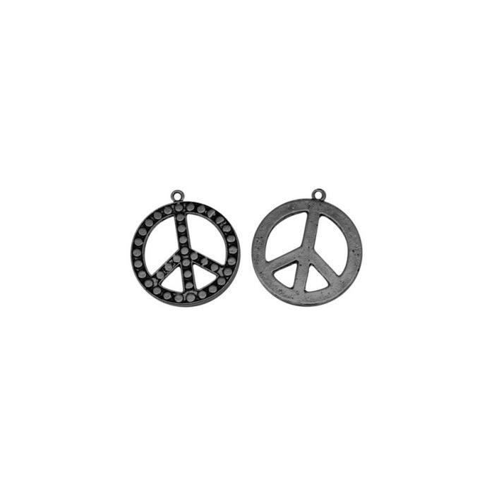 Symbole paix noir breloque pendentif apprêts bijoux x 1 pièce
