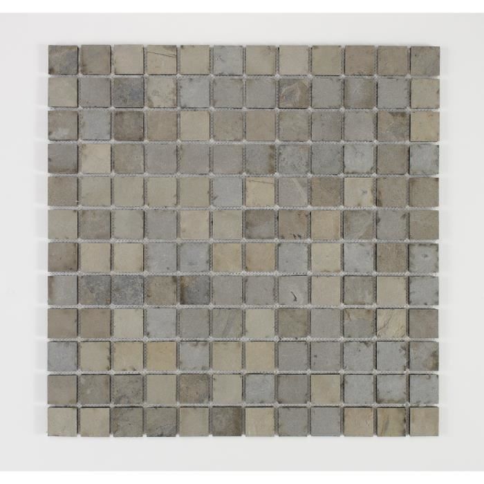 U-TILE Mosaique en pierre naturelle 30 x 30 cm - Carreau 2,5 x 2,5 cm - Beige foncé