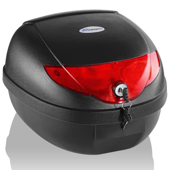 TRESKO® Top Case XL 24L Universel, Coffre pour Scooter Moto Quad 36 x 27,5 x 33 cm Noir