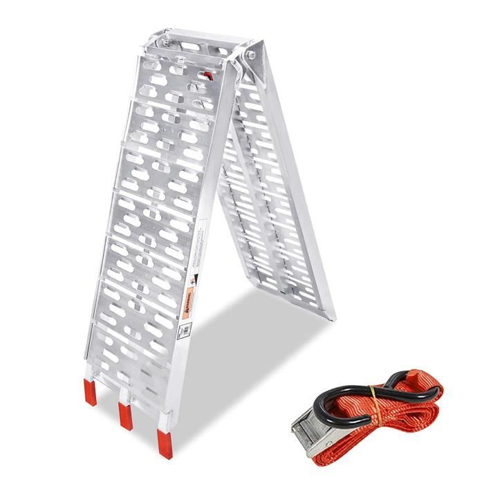 UISEBRT Rampe de Chargement Pliable en Aluminium 340 kg - Rampe de Chargement pour Remorque, Moto, Caravane, Voiture