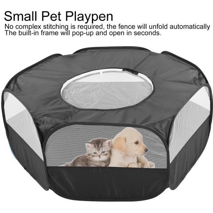 Parc Portable de Petits Animaux de Compagnie Tente Transparente de Cage pour Lapin Chat Chiot pour Extérieur