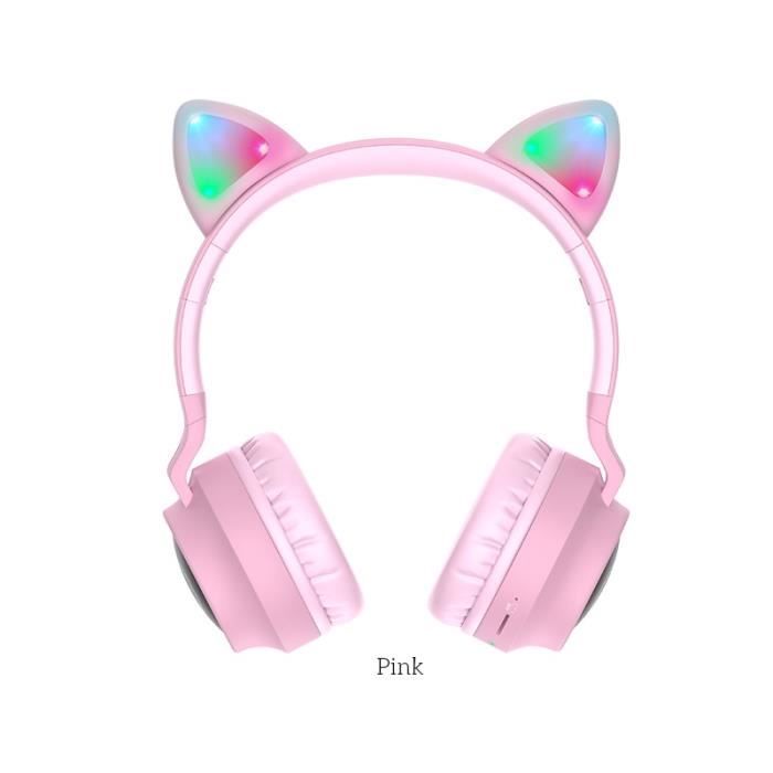 Rose -écouteurs bluetooth de jeu pour filles,casque d'écoute pour téléphone,musique,PC portable,enfants,carte TF,prise 3.5mm a
