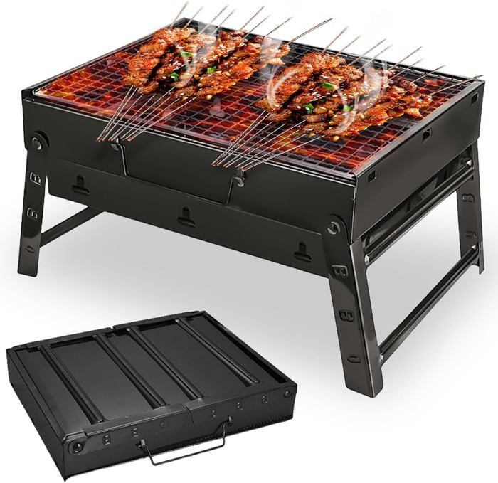 Barbecue Pliant Camping En Acier Inoxydable - Grille De Table Au Charbon De Bois, Portable