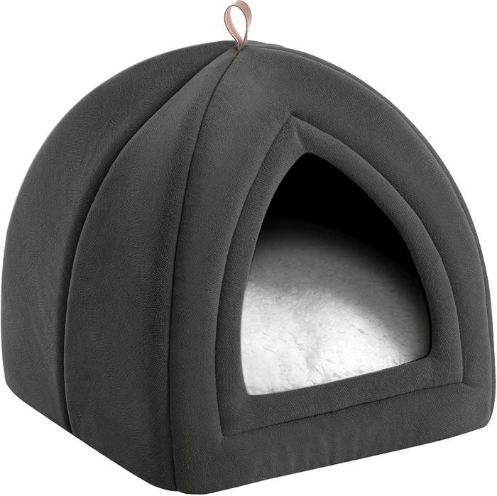 Comparer les prix de Lits pour chat d'intérieur, Lit grotte pour chat, maison pour chat avec oreiller rembourré amovible et lavable