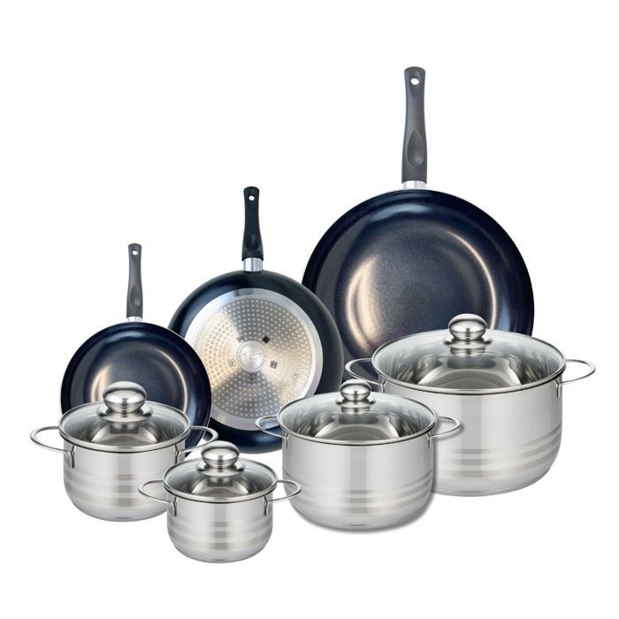 Ensemble de 3 Poêles de cuisson 20 24 et 32 cm et 4 faitouts 14 16 20 et 24 cm Elo Prima Brillant
