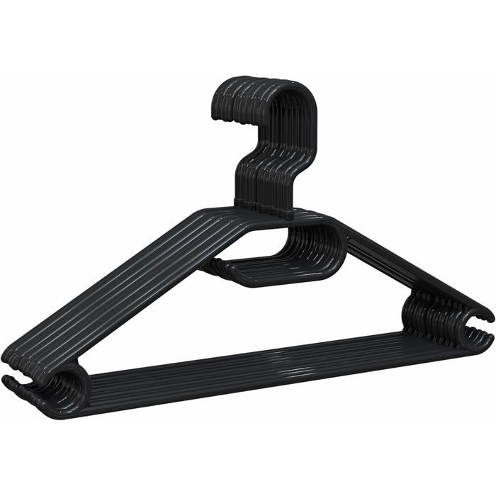 Lot de 10 cintres en plastique 100% recyclé pour tous type de vêtements - Crochet pivotant à 360°- Gain de place - Porte-accessoire