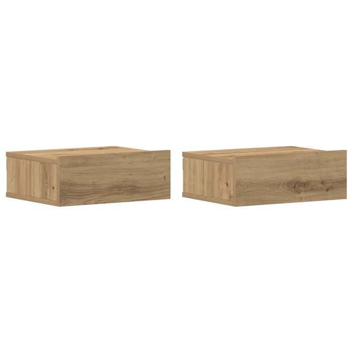 26266& 2 Pcs Tables de chevet flottantes - Table De Nuit - Armoire de Rangement - chêne artisanal 40x32x15 cm