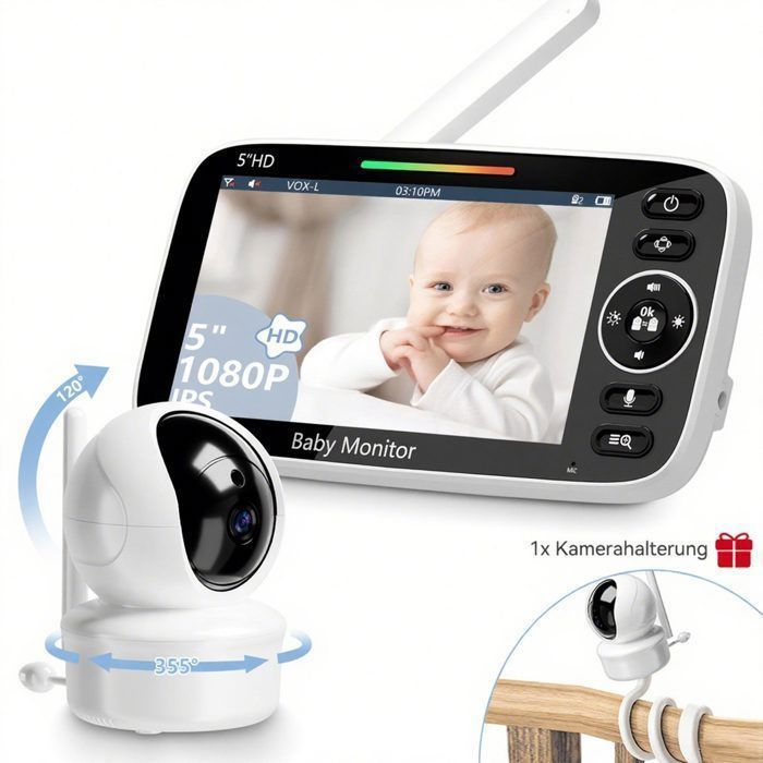 BÉABA-Ecoute bébé/Babyphone vidéo-écran couleurvision nocturne berceuse-Écran HD 1080P extra large 5-Mode VOX intelligent