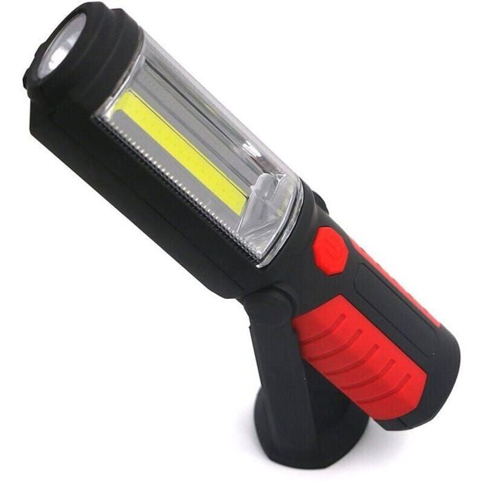 Lampe torche / lampe de travail - 2 en 1 - COB 3W - Mains‑libres (crochet+aimant) - Rechargeable USB 1200mAh