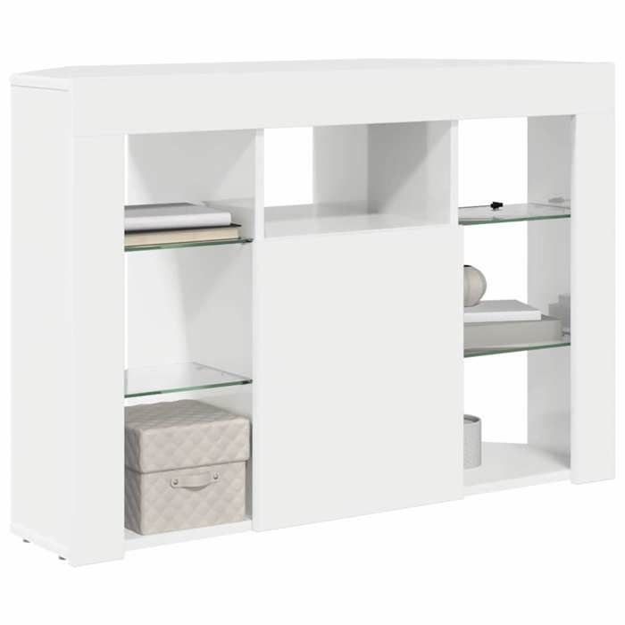 Meuble TV dangle LED - vidaXL - Blanc brillant - 100x40x68 cm - 4 étagères - Bois dingénierie - Prise USB intégrée