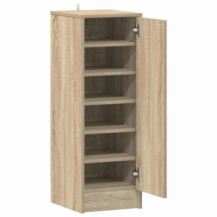 Armoire à chaussures - WIENS - Chêne Sonoma - 32x35x92 cm - Bois dingénierie - 6 étagères - Porte réversible