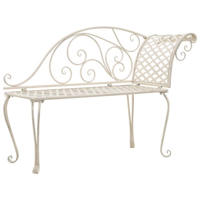Chaise longue de jardin en métal - vidaXL - 128 cm - Blanc antique - Résistante aux intempéries - Design ergonomique