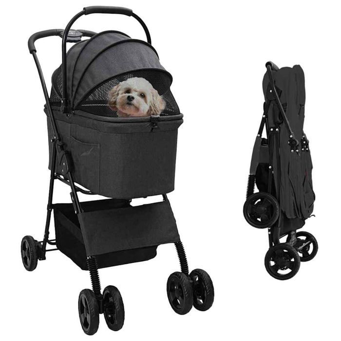 Poussette Pliante Pour Animaux VidaXL – Polyester, Réglable 81 x 47 x 99 cm - vue 6