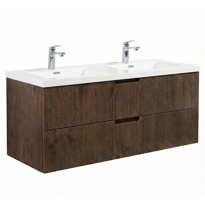 Meuble de salle de bain Thermis 120 cm avec vasque - brun noyer - armoire de rangement suspendue Meuble de salle de bain Thermis 120 cm avec vasque - brun noyer - armoire de rangement suspendue