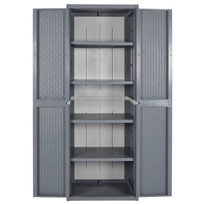 (NEW 2026)Colonne DExtérieur CLOUD Gris Armoire de rangement de jardin - FAFA-TOP - Meuble de jardin - gris 65x45x172 cm PP rotin
