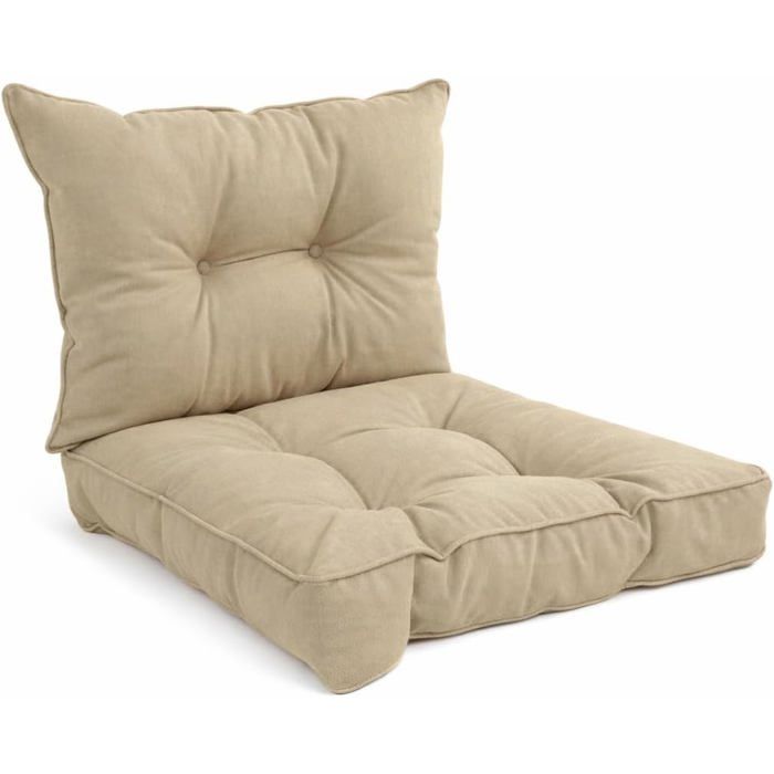 Set de 2 Coussins Jardin : Assise 60x60x10cm et Dossier 60x40x10cm - Imperméable Déperlant - Fabriqué en UE