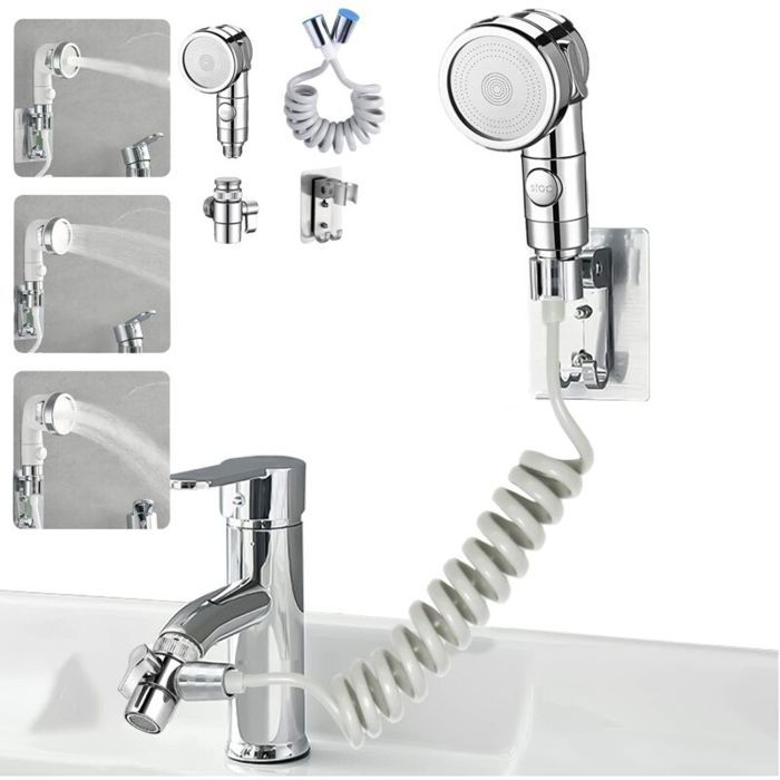 Douchette adaptable sur robinet，Facile à laver les cheveux et à nettoyer les assiettes，douchette lavabo/ coiffeur/ evier，rallonge