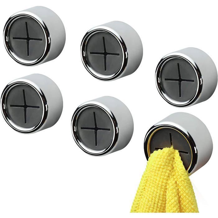 Lot de 6 porte-torchons crochets auto-adhésifs ronds crochets de cuisine porte-serviettes à ventouse ENEVAOCT