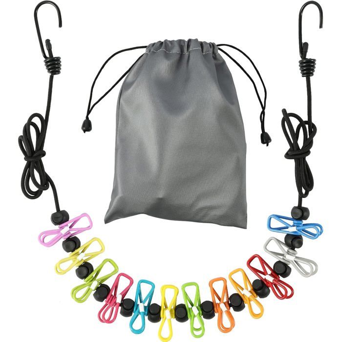 Étendoir à linge rétractable et portable - Étendoir de voyage - avec 12 pinces à linge - pour le linge dintérieur - Accessoires de
