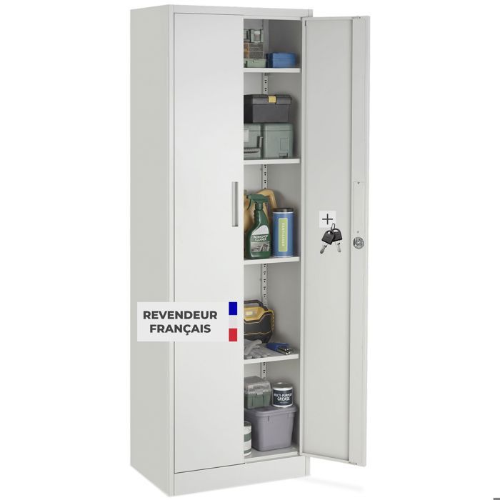 Armoire - TECTAKE - Armoire à dossiers BRANDON fermeture magnétique 5 compartiments acier 60 x 40 x 1805 cm - Blanc