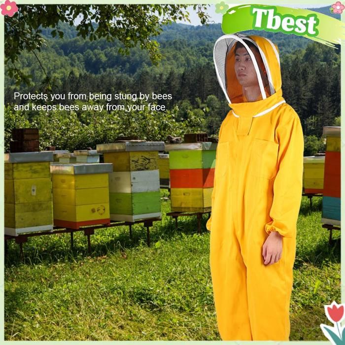 Tbest Combinaison Apiculteur XXL avec voile protection efficace et confortable Vêtements apicoles