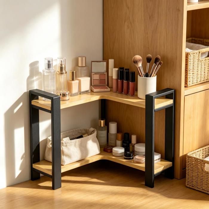 SUPFINE Meuble Rangement dangle 2 Niveaux Etagère Organisateur Moderne pour Cuisine Salle de Bains Coiffeuse Gain de Place
