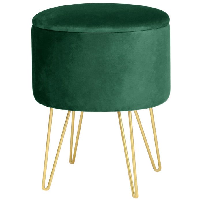 Pouf de Rangement avec Couvercle AKORD LILI velour colour Vert Bouteille hauteur 45 cm