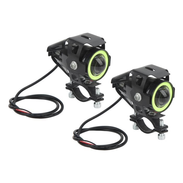 Akozon lumière stroboscopique à LED pour moto 2pcs Moto LED Spotlight Vert Éclairage 12‑80V Angel Eye Étanche Lampe de Travail