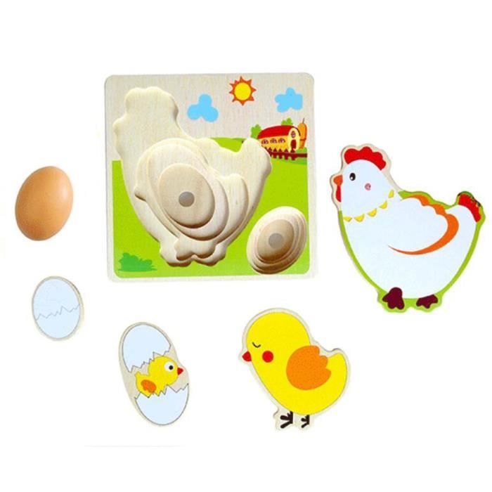 Puzzle Enfants Multi Couche Puzzles En Bois De Poulet Poule Grandir Jouet Pour Bebe Qui Apprend Cdiscount Jeux Jouets