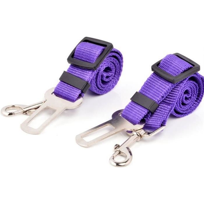 Laisse Ceinture de Sécurité - Violet - Système Réglable - Mousqueton Solide