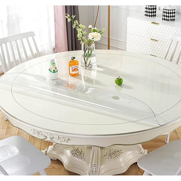 Protection de table transparente, nappe ronde lavable en pvc transparent  120 140 cm, sous-main en plastique imperméable pour [517] - Cdiscount Maison