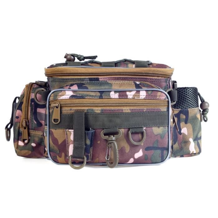 Marron--Blusea Sac de matériel de pêche portable sac banane à la taille leurres de pêche sac de rangement