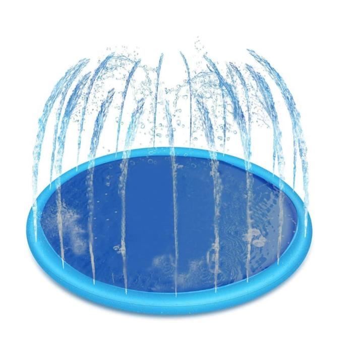 Tapis D'eau 200 Cm Avec Jets - Antidérapant PVC écologique - Splash Pad Pour Enfants Et Chiens - Jeu D'été Jardin, Avec Adaptateur (bleu)