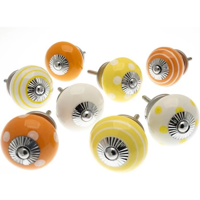 Lot De 8 Boutons Vintage Orange 22mm - Relief Carreaux - Plastique - Occasion